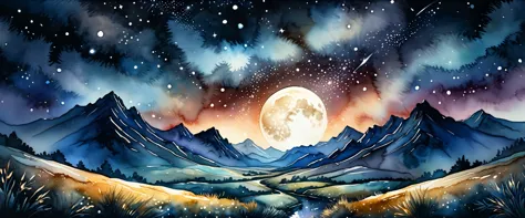 (absurdres:1.2), exquisitely detailed shimmer night landscape of the land ceres, ethereal, stars, dark glimmer, shimmer, approac...