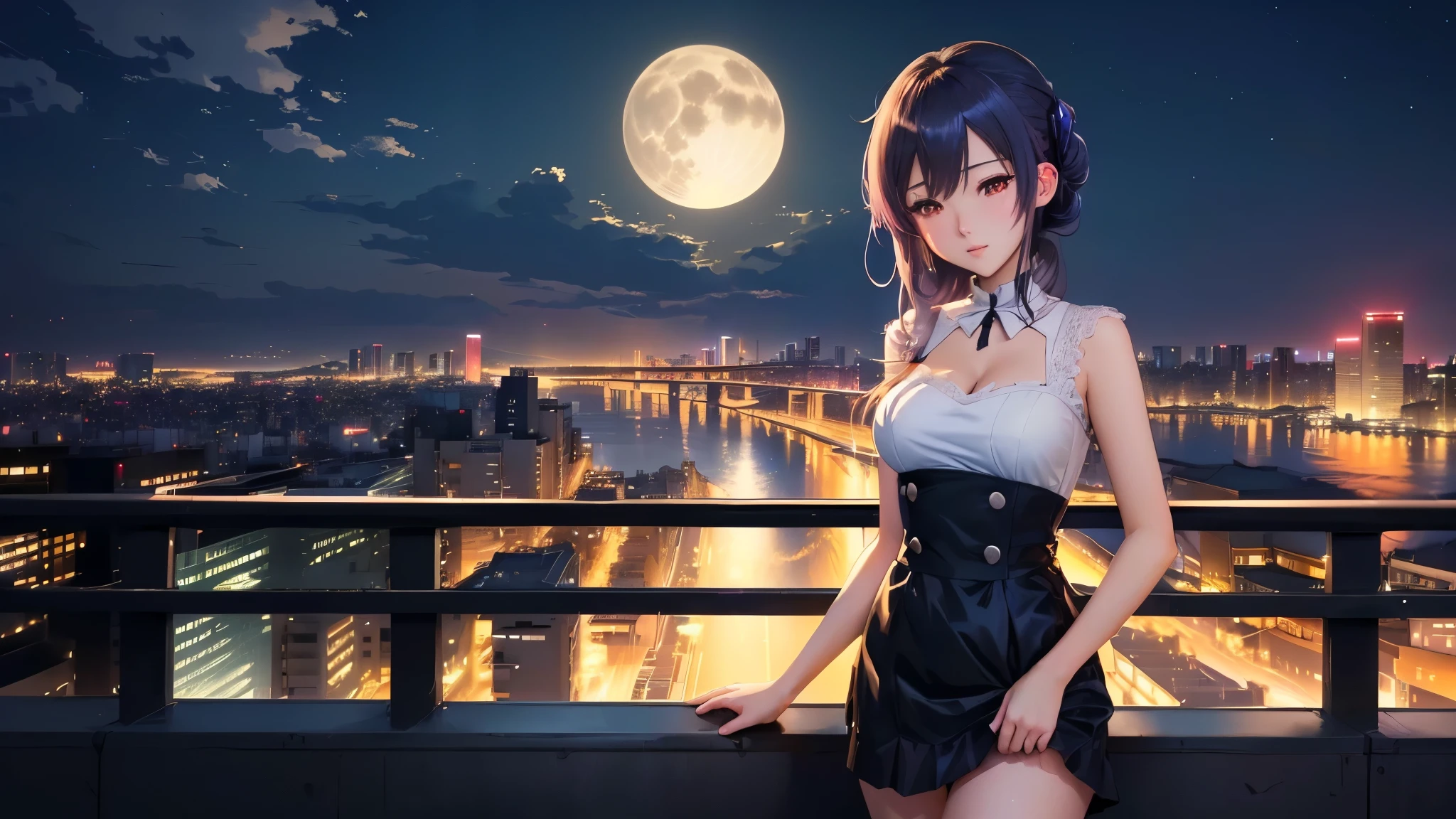 Anime girl standing on a balcony overlooking the city at night, Nightcore, 4k anime wallpaper, Best Anime 4K Konachan Wallpaper, anime wallpaper 4k, anime wallpaper 4k, Anime Girl Desktop Backgrounds, 4K Manga Wallpapers, Anime Style 4k, Enchanting anime girl, Ultra HD Anime Wallpaper, Kantai Collection Style, On a rooftop at night in Tokyo