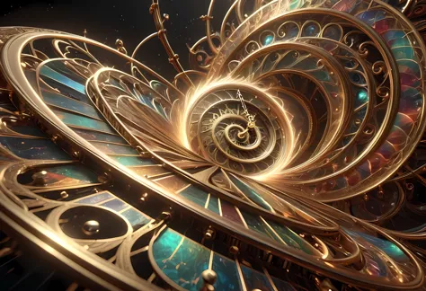 a close up of a clock with a spiral design on it, intricate artwork. octane render, ornate gilded cosmic machine, 4k highly deta...