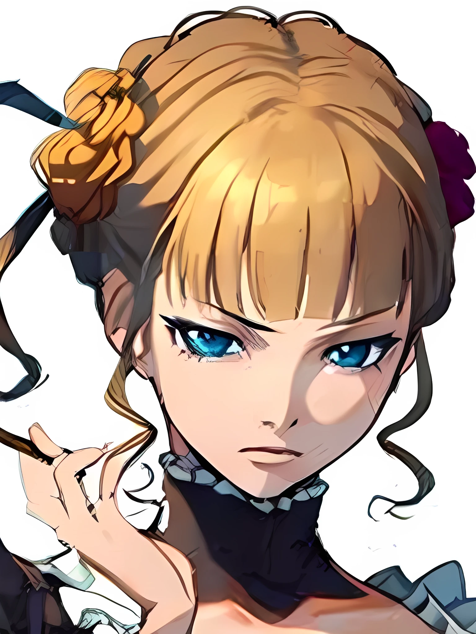 Beatrice、Golden Witch、One Woman、Umineko no Naku ni ni、highest quality、RAW Photos、8k、Noble figure、With kissel、Hair is tied up on top、
