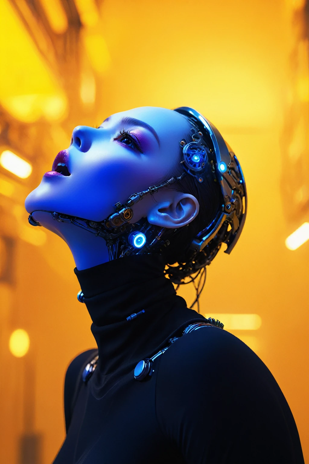 qualité supérieure、chef d&#39;oeuvre、超Une haute résolution、(Photoréaliste:1.4)、((une fille de beauté:1.6)), 1 fille cyborg au corps entier、seize ans、NONhumains、((La partie peau n&#39;est que le visage)), yeux lumineux、((Beaucoup de plastrons en métal fendu)), Robot en métal、((Le corps entier est le corps d&#39;un robot de combat))、((Les parties du corps sont des pièces de robot:1.8))、((Les mécanismes internes de la poitrine sont exposés)), ((Armure de poitrine mécanique avec indicateurs et compteurs LED)), Bras et jambes du robot、((Squelette métallique exposé of the abdomen))、Squelette métallique de la région cervicale、En réparation、corps détruit、Soutien-gorge mécanique en métal、peau métallique sur tout le corps、Body en métal、Des écailles métalliques couvrant tout le corps、corps en métal、Corps entier en métal、une fille de beauté、main prothétique、jambe artificielle、Cyborg au corps entier、Squelette métallique exposé、Beauté asiatique、cyberpunk、steampunc、À l’intérieur du cuirassé spatial futuriste、laboratoire、Rendu 3D complexe, beau profil en porcelaine, visage Android de type féminin ultra détaillé、les cheveux brun foncé、peau éclatante、((détails super réalistes))、portlate、Illumination globale、ombre、rendu octan、les métaux、Détails d&#39;ornements complexes、Détails du Japon、détail très complexe、Lumière réaliste、Tendances CGSoation、un oeil violet、des yeux radieux、Face à la caméra、membres mécaniques détaillés au néon、vaisseaux sanguins reliés aux vertèbres tubeécaniques attachées au dos、fixation cervicale mécanique au cou、assis sur、Fils et câbles de connexion à la tête、Gundam、Petite lampe LED、chef d&#39;oeuvre、 Robot en métal、corps en métal、Corps entier en métal、main prothétique、jambe artificielle、Cyborg au corps entier、Squelette métallique exposé、Beauté asiatique、cyberpunk、steampunc、villes futuristes、laboratoire、Rendu 3D complexe, beau profil en porcelaine, visage androïde féminin super détaillé、Cyborgs、pièces robotiques、150mm、beau studio lumière douce、Lumières de jante、détail vibrant、luxueuxcyberpunk、Ren Hao、surréaliste、anatomique、muscles du visage、câble électrique, puces、élégant、beaux arrière-plans、rendu octan、style giger、8k、qualité supérieure、chef d&#39;oeuvre、illustrer un art numérique extrêmement détaillé