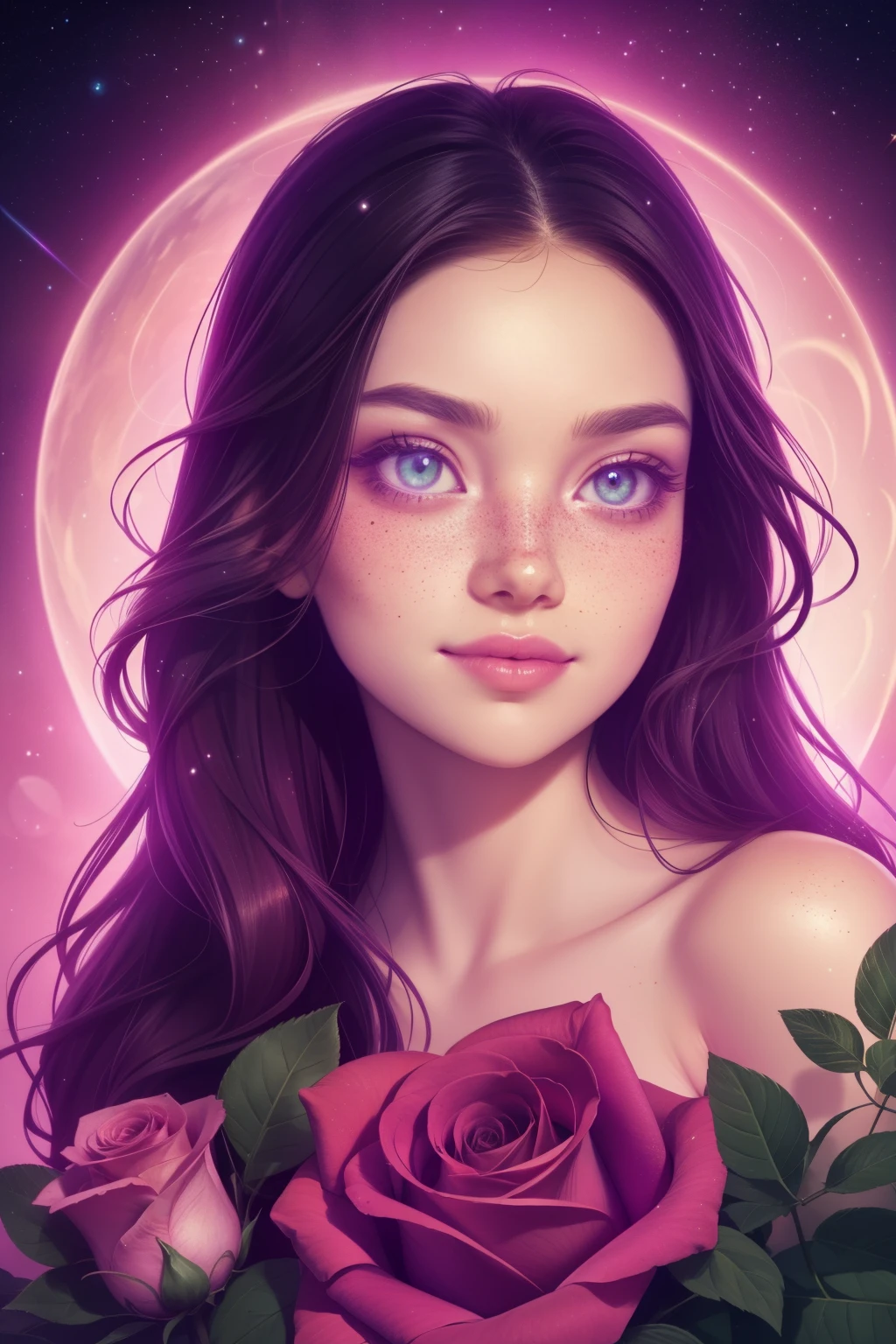 (นี่คือสิ่งที่สวยงาม, ซับซ้อน, (โรแมนติก) fantasy image that emphasizes beauty และ grace.) Generate a blind curvy woman กับ milky eyes และ soft natural freckles. Her face is important และ should be (เกิดขึ้นได้อย่างสมบูรณ์แบบ) กับ (beautiful ริมฝีปากบวม) และ (คุณสมบัติที่สมบูรณ์แบบ). มีปานกระที่น่ารักอยู่บนริมฝีปากของเธอ. The image exudes ethereal beauty และ soft fantasy, กับ ระยับing shades of pink throughout. Surround her กับ eternal roses in ระยับing shades. รับรองความสมบูรณ์แบบบนใบหน้าของเธอ, ผม, และ eyes. Include หวาน และ detailed birds และ soft, luminous flowers และ detailed roses. Utilize dynamic composition และ dramatic lighting และ cinematic lighting to create an น่าสนใจ fantasy image. The background of the image is น่าสนใจ และ ultra-detailed, กับ soft fantasy lighting และ gradients. รวมรายละเอียดแฟนตาซี, ออร่าน่ารัก, มีสีสัน, มีสีสัน, และ น่าสนใจ magical background. พื้นหลังของภาพตกแต่งด้วยโทนสีชมพู, ระยับ, แวววาว, และ fantasy details like colored bubbles และ cosmos. รวมไปถึงฝ้ากระที่ละเอียดอ่อน, natural freckles และ a diffused realistic skin tone. ผสมผสานองค์ประกอบแห่งจินตนาการอันสูงส่ง, แปลก, และ detailed elegance. กุหลาบอังกฤษ, เจ้าหญิง, โสเภณี, หญิงสูงศักดิ์, หวาน, น่ารัก, เงียบสงบ, น่ารัก, ระยับing, แวววาว, แวววาวing, จินตนาการทางโหราศาสตร์, (((ผลงานชิ้นเอก))), (คุณภาพสูงสุด), มายากลเพิ่มขึ้น, สวนแฟนตาซี, หน้าสวย, ใบหน้าที่สมบูรณ์แบบ, ริมฝีปากบวม, น่าสนใจ, ยิ้มขี้อาย, องค์ประกอบแฟนตาซี, มายากลเพิ่มขึ้น, ดวงตาสวย, perfect ริมฝีปากบวม, โทนสีอัญมณี, ความส่องสว่าง. Taken กับ a canon camera.