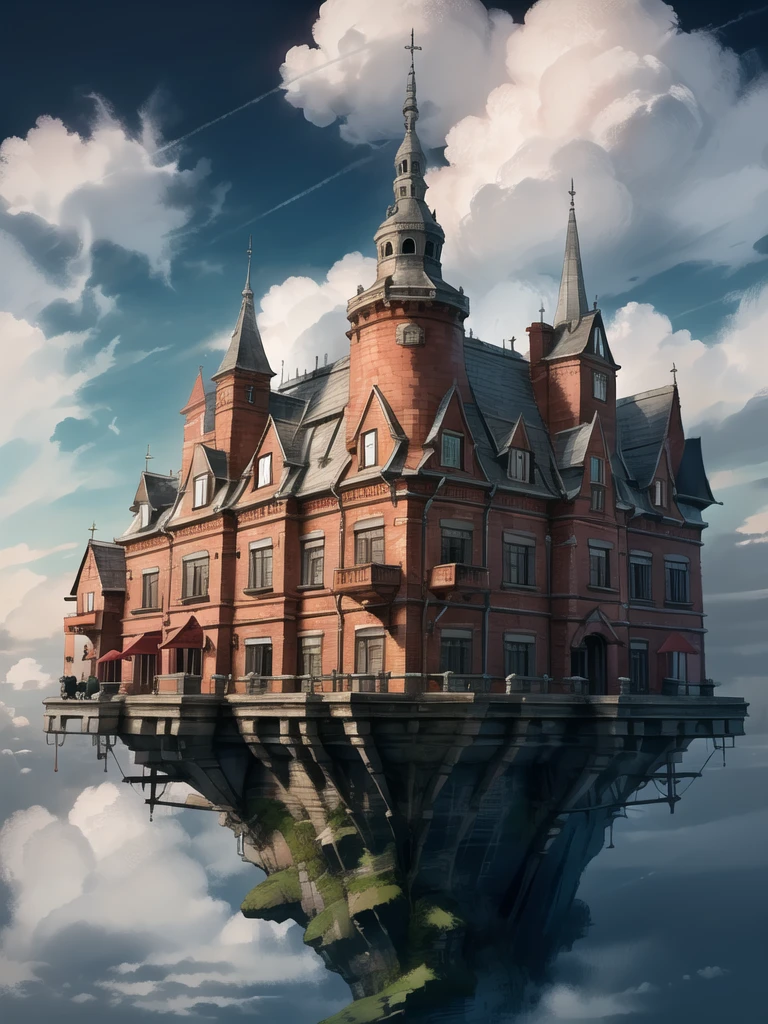 color (Fantasy: 1.2), (Traditional Chinese Style), (Irregular red building floating above clouds), Patchwork Cottage, Floral decoration, Light, Concept art inspired by Andreas Rocha, Artstation Contest Winner, Fantasy art, (Sky City), Ross Tran, Lightシャフト, Realistic lighting, masterpiece, high quality, Beautiful graphics, High detail, masterpiece, high quality, Beautiful graphics, High detail, , (Flying seabirds)