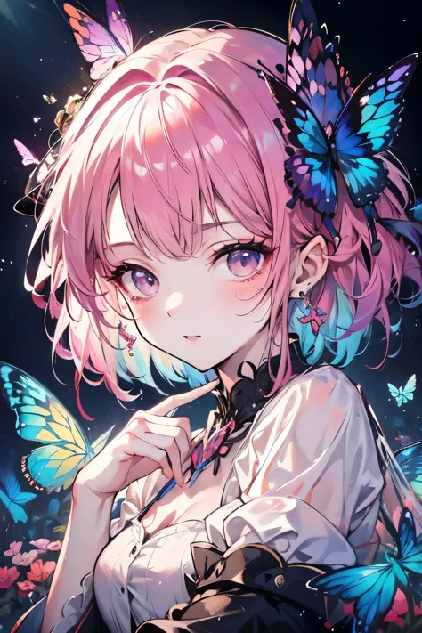 ((best quality)), ((masterpiece)), (detailed), perfect face, butterfly girl, colourful