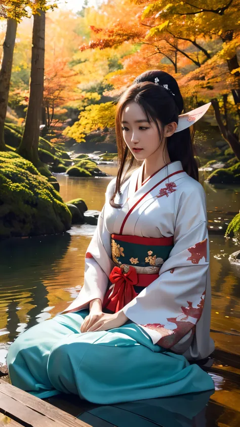 (ultra-delicate cg unity 8k wallpaper), (masterpiece), (best quality), (practical), geisha, kimono, dance, elf, pointed ears, ((...