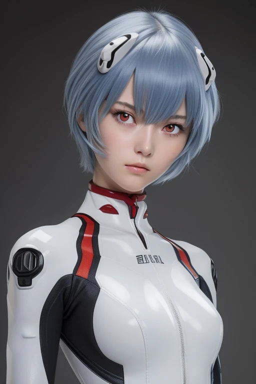 (masterpiece:1.2), highest quality, (Beautiful details:1.6), Detailed Photos, (Perfect hands, Accurate anatomy), Natural light, 
rei ayanami, Evangelion, One Woman, A sad expression, Looking into the distance, 
Red Eyes, Red Eyes, (Her eyes are crimson:1.6), The mouth is slightly open, Cyan-colored hair, Smooth Hair, fine hair, short hair, 
Semi-elliptical head interface, Small headset, Separate left and right headgear, Oval Headset, 
bodysuit, Complete plug suit, Simple plug suit, White-based bodysuit, Smooth bodysuit, 
Inside the hangar, 大きなInside the hangar, 