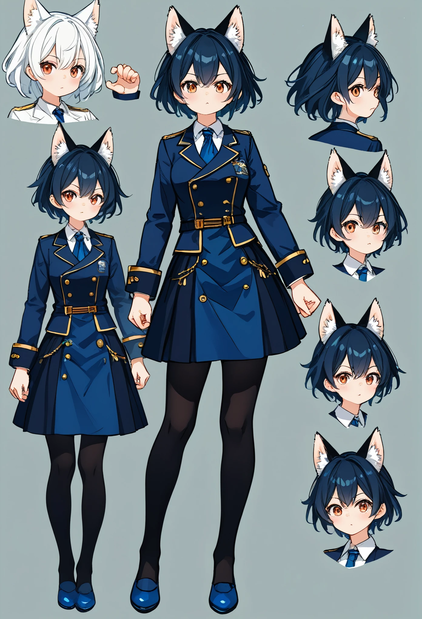 Um grupo de poses de personagens de anime de uma mulher de uniforme -  SeaArt AI