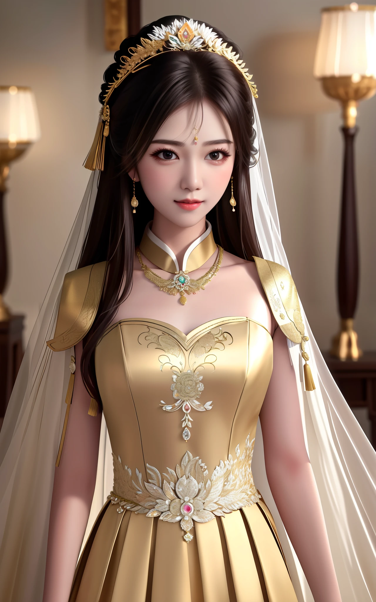 best quality, masterpiece, highres, 1girl,china wedding dress,hair ornament,necklace, jewelry,Beautiful face,upon_body, tyndall effect,photorealistic, dark studio, rim lighting, two tone lighting,(high detailed skin:1.2), 8k uhd, dslr, soft lighting, high quality, volumetric lighting, candid, Photograph, high resolution, 4k, 8k, Bokeh