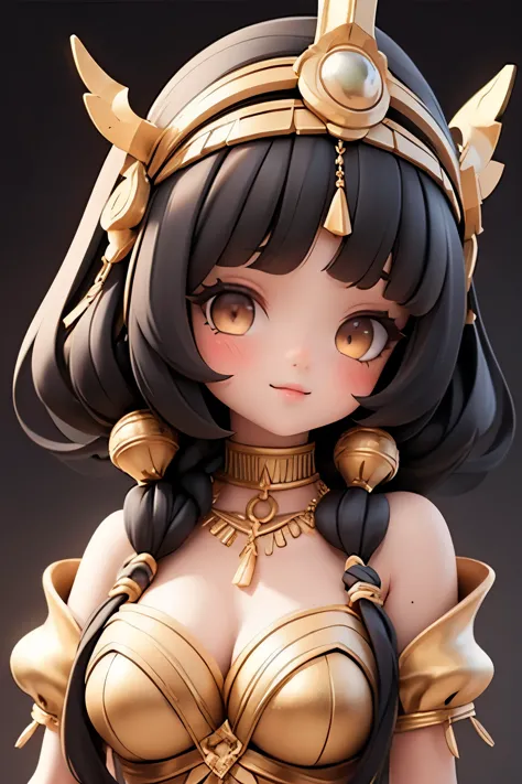 Cleopatra,black hair,Simple background,Sexy,breast,accessories,cute,happy,Medium-length hair

