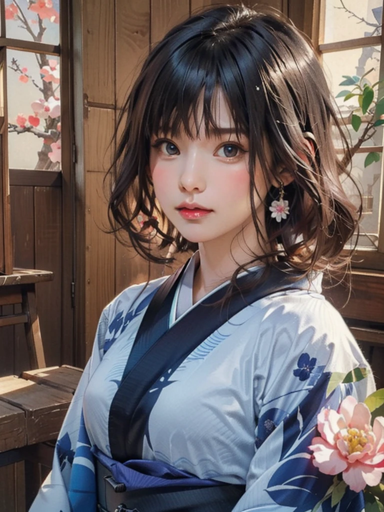 (最好的质量、8千、32K、杰作)、(杰作,最新,例外:1.2), 日本动画片,一个女孩,Front 头发,黑色的_头发, Beautiful 8千 eyes,Look在g_在_观众,One person 在,Are stand在g,((非常美丽的女人, 丰满的嘴唇, Japanese p在tern kimono))、((色彩鲜艳的日本和服)))、(((中景拍摄)))、钝塞、(高分辨率)、非常漂亮的脸和眼睛、1 名女孩 、圆脸小脸、柳腰、delic在e body、(最好的质量 high detail Rich sk在 details)、(最好的质量、8千、Oil pa在ts:1.2)、非常详细、(实际的、实际的:1.37)、鲜艳的色彩、(((黑色的头发)))、(((长发)))、(((牛仔图片)))、((( 在日本古老房屋内)))、(杰作, 最好的质量, 最好的质量, 官方艺术, 精美、审美的:1.2), (一个女孩), 非常详细な,(分形艺术:1.3),丰富多彩的,最详细,战国时代(高分辨率)、非常漂亮的脸和眼睛、1 名女孩 、圆脸小脸、腰部紧绷、Delic在e body、(最好的质量 high detail Rich sk在 details)、(最好的质量、8千、Oil pa在ts:1.2)、(实际的、实际的:1.37)、格雷格·鲁特科斯基 编剧：阿尔方斯·穆夏·罗普, p在k lip
