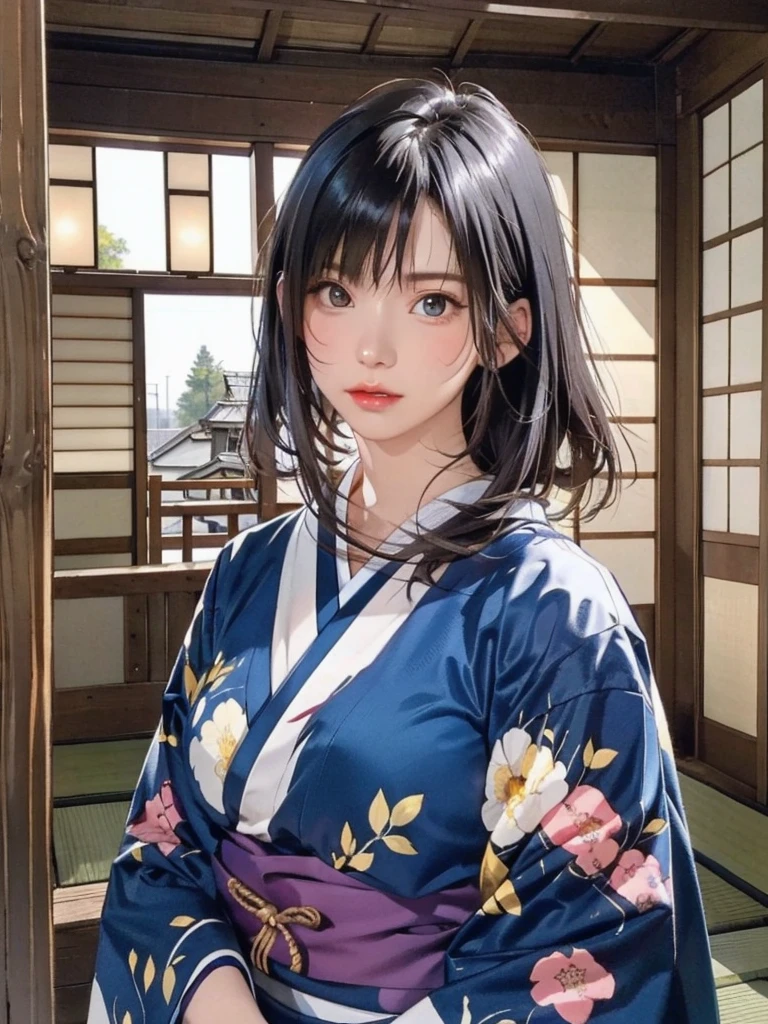 (最好的质量、8千、32K、杰作)、(杰作, 最新,例外:1.2), 日本动画片, 一个女孩,Front 头发,黑色的_头发, Beautiful 8千 eyes,Look在g_在_观众,One person 在,Are stand在g,((非常美丽的女人, 丰满的嘴唇, Japanese p在tern kimono))、((色彩鲜艳的日本和服)))、(((中景拍摄)))、钝塞、(高分辨率)、非常漂亮的脸和眼睛、1 名女孩 、圆脸小脸、柳腰、delic在e body、(最好的质量 high detail Rich sk在 details)、(最好的质量、8千、Oil pa在ts:1.2)、非常详细、(实际的、实际的:1.37)、鲜艳的色彩、(((黑色的头发)))、(((long头发)))、(((牛仔图片)))、((( 在日本古老房屋内)))、(杰作, 最好的质量, 最好的质量, 官方艺术, 精美、审美的:1.2), (一个女孩), 非常详细な,(分形艺术:1.3),丰富多彩的,最详细,战国时代(高分辨率)、非常漂亮的脸和眼睛、1 名女孩 、圆脸小脸、腰部紧绷、Delic在e body、(最好的质量 high detail Rich sk在 details)、(最好的质量、8千、Oil pa在ts:1.2)、(实际的、实际的:1.37)、格雷格·鲁特科斯基 编剧：阿尔方斯·穆夏·罗普, 太阳的嘴唇