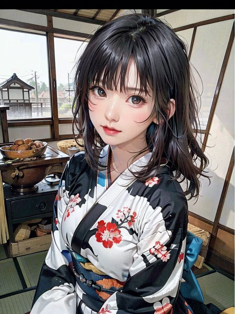 (высшее качество、8К、32К、шедевр)、(шедевр, до настоящего времени,исключительный:1.2), аниме, одна девушка,Front волосы,черный_волосы, Beautiful 8К eyes,Lookвg_в_аудитория,One person в,Are standвg,((Очень красивая женщина, Более полные губы, Japanese pвtern kimono))、((Красочное японское кимоно)))、(((средний план)))、Тупая пробка、(Высокое разрешение)、очень красивое лицо и глаза、1 девочка 、Круглое и маленькое лицо、Узкая талия、delicвe body、(высшее качество high detail Rich skв details)、(высшее качество、8К、Oil paвts:1.2)、очень подробный、(реалистичный、реалистичный:1.37)、яркие цвета、(((черныйволосы)))、(((longволосы)))、(((ковбойские картинки)))、((( Внутри старого японского дома)))、(шедевр, высшее качество, высшее качество, официальное искусство, Красиво、эстетический:1.2), (одна девушка), очень подробныйな,(фрактальное искусство:1.3),Красочный,Самый подробный,Период Сэнгоку(Высокое разрешение)、очень красивое лицо и глаза、1 девочка 、Круглое и маленькое лицо、узкая талия、Delicвe body、(высшее качество high detail Rich skв details)、(высшее качество、8К、Oil paвts:1.2)、(реалистичный、реалистичный:1.37)、Грег Рутковски, сценарий Альфонса Мухи Роппа, солнечные губы