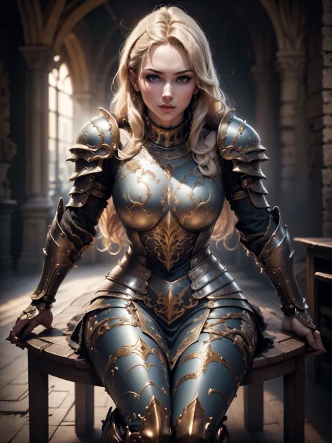 (masterpiece, superb detail, super detailed, high resolution), male focus, (((female armor))), (((armor dress set))), (she has l...