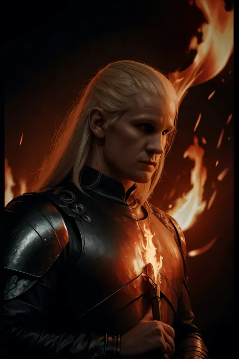 (((cinematic heavy metal poster))) of daemon targaryen, gothic style,  (a detailed raw photo of a ), (master part:1.0), (best qu...