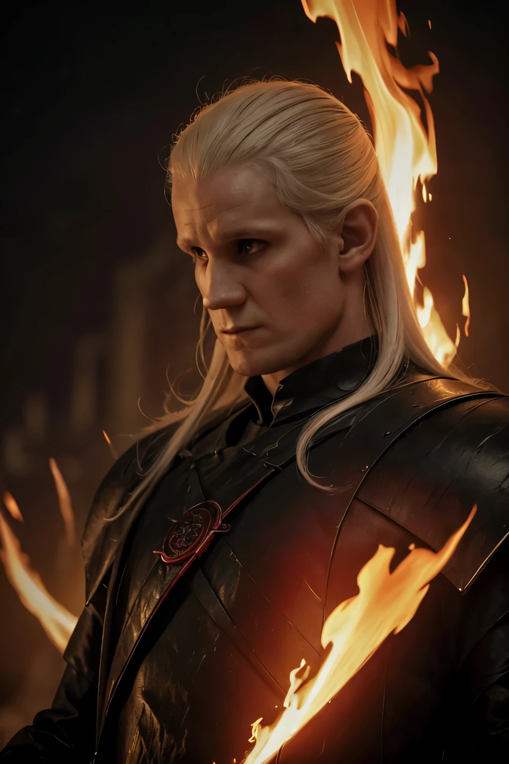 (((Cinematic heavy metal poster))) of Daemon Targaryen, Gothic style,  (a detailed RAW photo of a ), (master part:1.0), (best quality:1.4), (Ultra Highres:1.2), (photorealistic:1.4), 8K resolution, Canon EOS R5, 50 millimeters, Absurd, Ultra Detailed, sharp focus, Cinematic lighting, detailed face,  (ULZZANG-6500-V1.1), detailed skin texture, pale skin, chest round, (pale :0.5), Cinematic lighting. (((Abstract flames background)))