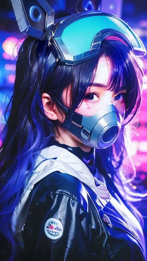 (Good structure),High Dynamic Range,Ultra HD,8K,1 girl,Cyberpunk protective clothing,Cyberpunk gas mask,Cyberpunk protective hel...