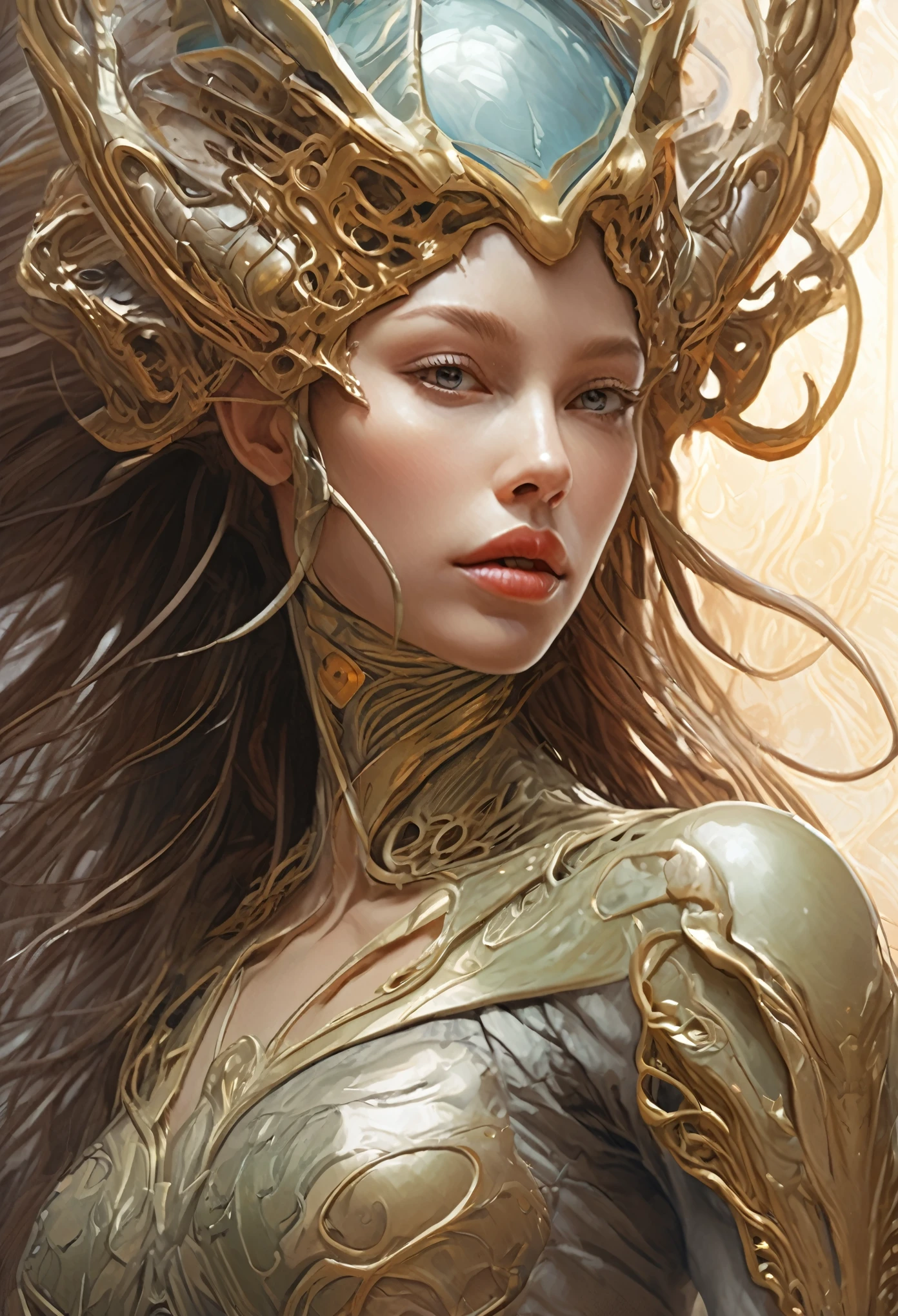 ((mejor calidad, obra maestra:1,1), Fantástica vista del extraterrestre humanoide. , Híper realista, insanely detailed This obra maestra of digital art can be compared with the wonderful works of Artgerm., Greg Rutkowski, and Alphonse Mucha
