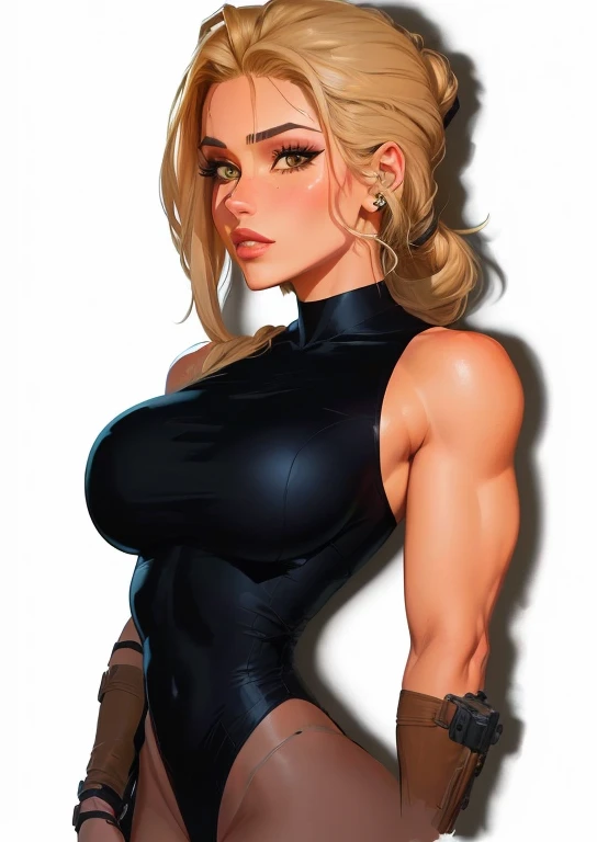 sexytoon, 8k, desenho de uma mulher com um vestido preto e seios grandes, suor muscular lara croft, estilo de arte dos desenhos animados, estilo de fluxo aeon, cel - estilo de arte sombreado, lara croft como mulher aranha, in a mixed style of æon flow, fanart da coelhinha lola, Cel sombreado!!!, arte digital dos desenhos animados, inspired by José Comas Quesada, clean Cel sombreado