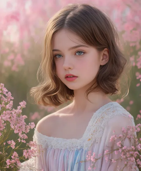 (Cinematic Photo:1.3) of (Realistic:1.3),(Cosy:1.3) beautiful 12 year old girl, (intricate cute brown hair), highly detailed ski...