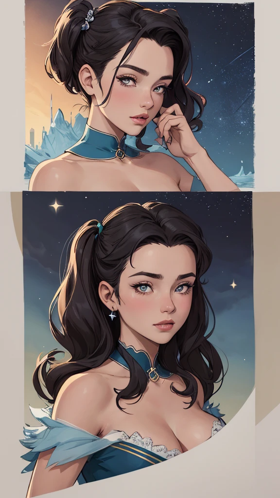 Personagem mulher estilo a seios lindos redondos e firmes tompunk Fiona rainha Anna de Arendelle com marcas de guerras Imagem de desenho animado de uma mulher .Ilustra??o estilo desenho animado, estilo de arte dos desenhos animados, estilo de arte dos desenhos animados, digital illustration style, estilo atompunk design de personagens altamente detalhado, arte digital detalhada coragem, Forest fan art, Design de personagens de retrato, beautiful digital illustration, retrato de alta qualidade, Arte em quadrinhos, mulher jovem cabelo com transas lindas . Queen Anna of ArendelleBeautiful lined eyes Medium large bust and wonderful sexy clothes. image expression of sexual desire from waist to head illustration Queen Anne of Arendelle atompunk style Fallout 4 style pose beautiful round and firm breasts playboy magazine Character Christina Ricci black hair style Morticia AddamsCartoon image of a woman .cartoon style illustration, estilo de arte dos desenhos animados, estilo de arte dos desenhos animados, digital illustration style, design de personagens altamente detalhado, arte digital detalhada fofa, City fan art, Design de personagens de retrato, beautiful digital illustration, retrato de alta qualidade, Arte em quadrinhos, jovem expressando desejo sexual. Corpo inteiro esculturalStoryboard em quadrinhos:1.8, garota, localizado na esquina, looking at the sky, Sozinho, Mona (impacto genshin), Gargantilha, cabelo entre os olhos, star (symbol), cabelo longo, cabelo roxo escuro, twintails, olhos azuis, olhos brilhantes, joia, bruxa, housekeeper, franja, vestido preto roxo, saia roxa, avental branco, paisagem, noite sky, star (sky), starry sky, noite, ar livre, nuvens, reflection, Water, Magia, tarot, Water Magia, ((linda estrela de cristal dourada)),  space, Water droplets, Respingo