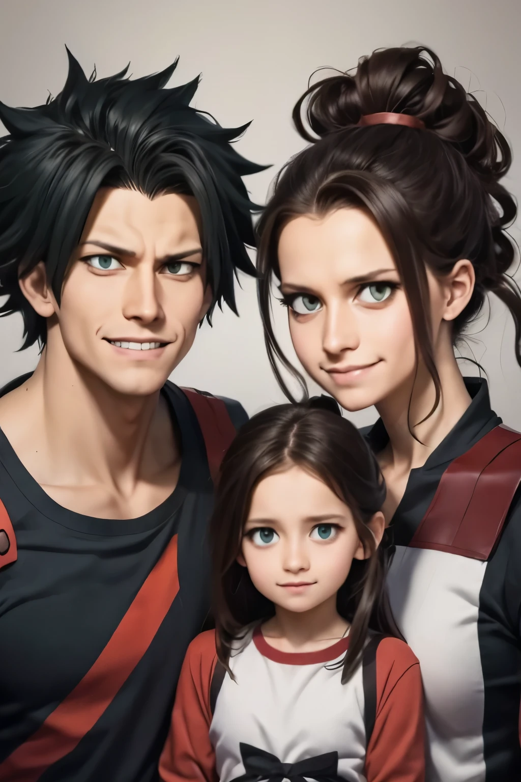 Family Photo, Tall, My Hero Academia art style. Dark Colors.