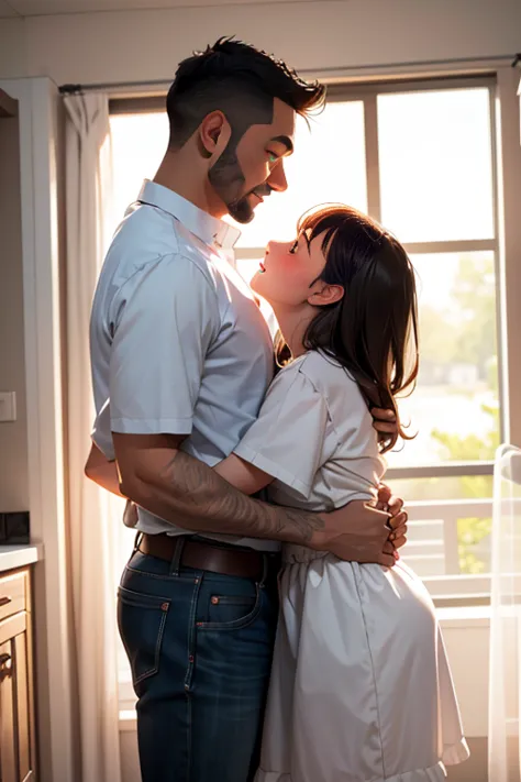 Daddy and daughter kissing