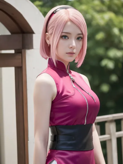 (((masterpiece+highest quality+high resolution+very detailed))), sakura haruno, solo, (([woman]: 1.3 + [beauty]: 1.3+ pink hair:...