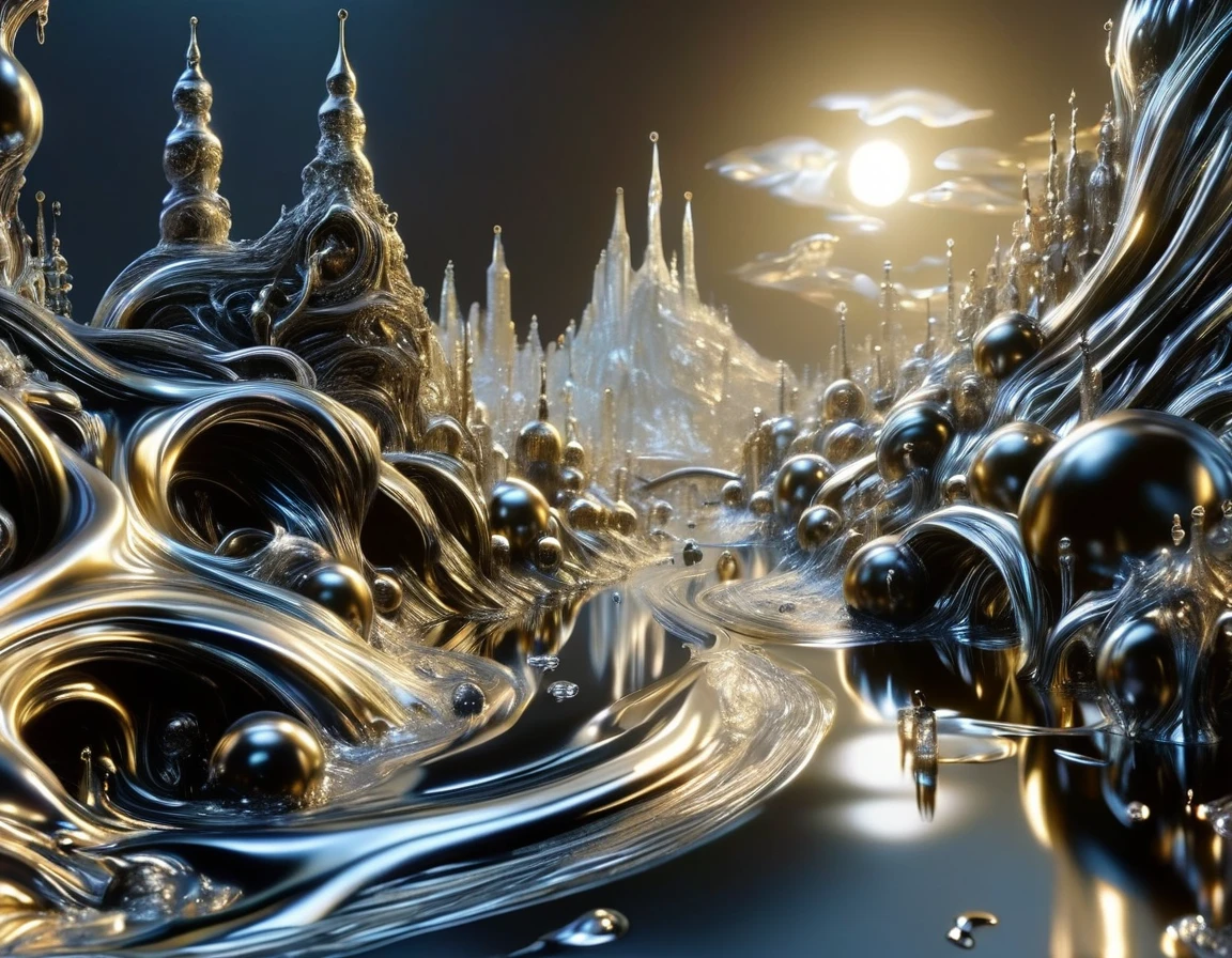 (watce),carcosa city\(liquid,metallic,silver\), BREAK ,backgrownd\((simple black:1.5),liquid\(metallic,silver\) flood,reflection\),quality\(8k,wallpaper of extremely detailed CG unit, ​masterpiece,hight resolution,top-quality,top-quality real texture skin,hyper realisitic,increase the resolution,RAW photos,best qualtiy,highly detailed,the wallpaper\),,dynamic angle,anime style