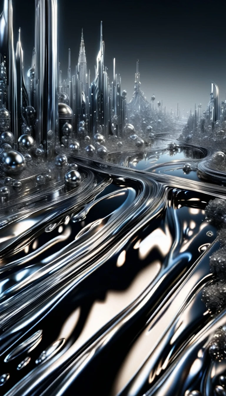 (watce),carcosa city\(liquid,metallic,silver\), BREAK ,backgrownd\((simple black:1.5),liquid\(metallic,silver\) flood,reflection\),quality\(8k,wallpaper of extremely detailed CG unit, ​masterpiece,hight resolution,top-quality,top-quality real texture skin,hyper realisitic,increase the resolution,RAW photos,best qualtiy,highly detailed,the wallpaper\),,dynamic angle,anime style