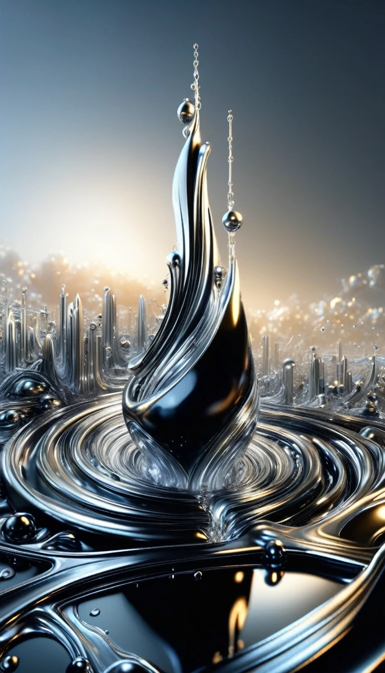 (watce),carcosa city\(liquid,metallic,silver\), BREAK ,backgrownd\((simple black:1.5),liquid\(metallic,silver\) flood,reflection\),quality\(8k,wallpaper of extremely detailed CG unit, ​masterpiece,hight resolution,top-quality,top-quality real texture skin,hyper realisitic,increase the resolution,RAW photos,best qualtiy,highly detailed,the wallpaper\),,dynamic angle,anime style