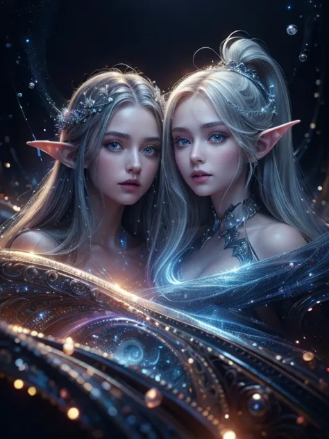 (best quality, 4k, high-resolution, masterpiece:1.2), ultra-detailed, realistic, radiant lighting, epoch elves,silver hair, dodg...