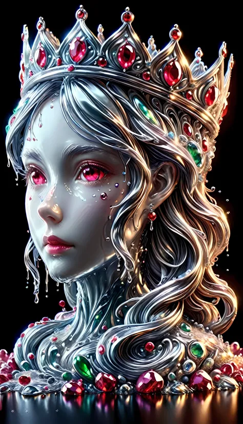 (liquid metal art: 1.5) LIQUID METAL a picture of jeweled crown ( (masterpiece, best detailed, best quality: 1.4), the crown is ...