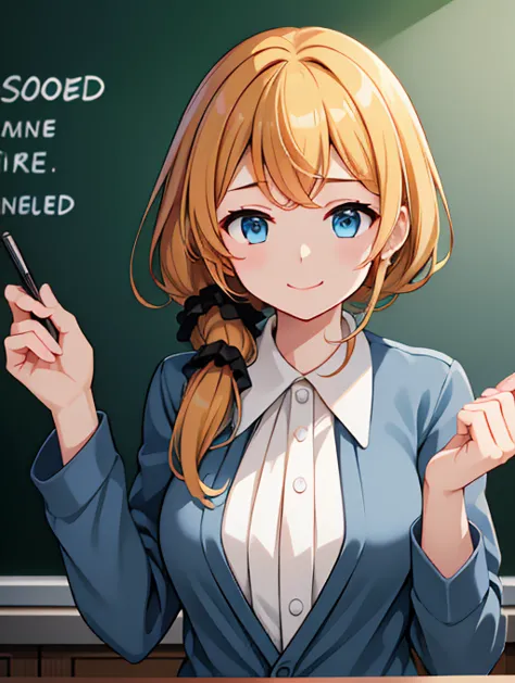 high resolution、High definition、high quality、Masterpiece、1 female、Ellen Baker、School teacher、Blonde、Blue Eyes、Light blue suit、Sc...