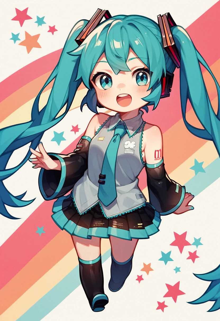 puntaje_9, puntaje_8_arriba, puntaje_7_arriba, Hatsune Miku, chibi, arcoíris