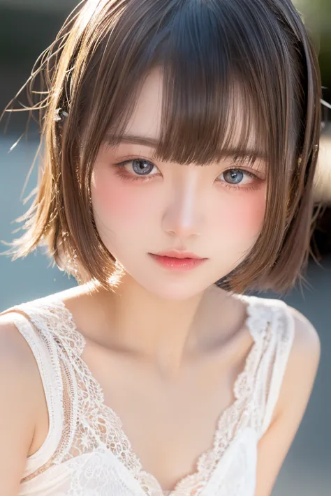 Beautiful and fair、Glowing Skin, 3 Up, Nice, bright, Refreshing and gentle look, Perfect beautiful face、Beautiful shiny bangs, V...