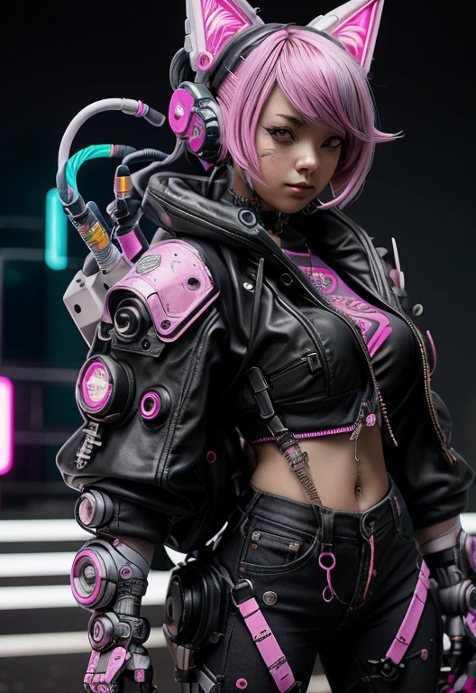 una mujer con cabello rosa sentada encima de una pared, arte cyberpunk de anime, arte de anime ciberpunk, Chica de anime ciberpunk femenina, Chica de anime ciberpunk, cyberpunk dreamy girl, chica ciberpunk, anime ciberpunk, Cyberpunk hermosa chica, arte de anime ciberpunk digital, un cyborg cyberpunk adolescente, neon punk, cyborg joven, arte cyberpunk de alta calidad, Anime cyberpunk moderno, (pechos grandes:1.6)(pechos colgantes: 1.5)(aprietan los senos: 1.3)(bimbo 1.4)(tetas desproporcionadas: 1.4)