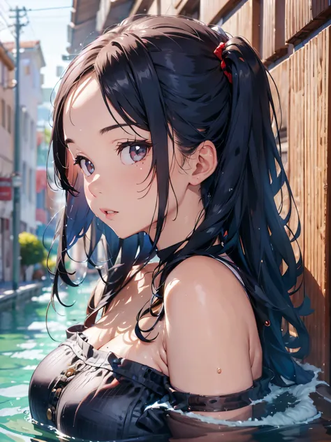 Best quality, masterpiece, ultra high res, (photorealistic:1.4), raw photo, 1girl, off shoulder, wet, jenya.d