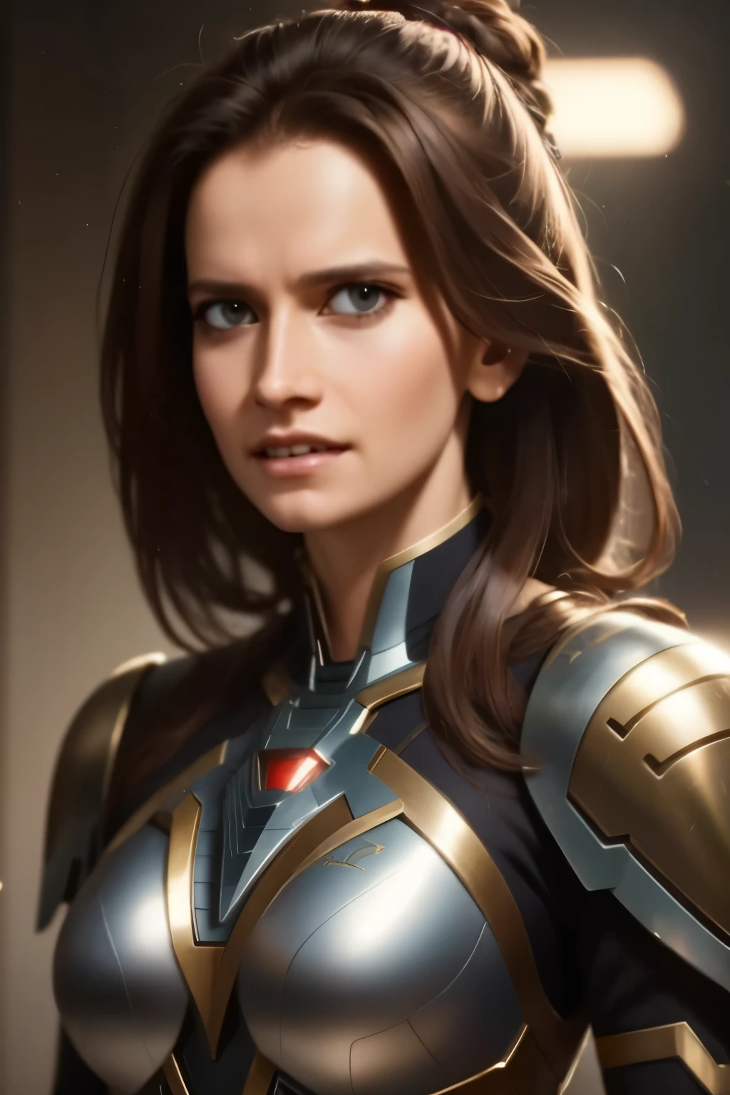 a close up of a woman in a suit of armor, medium close - up ( mcu ), 8k artgerm bokeh, wojtek fus, ig model | artgerm, ross tran 8 k, by ruan jia and stanley artgerm, by Jason Chan, cinematic. by leng jun, by Yang J, yanjun chengt