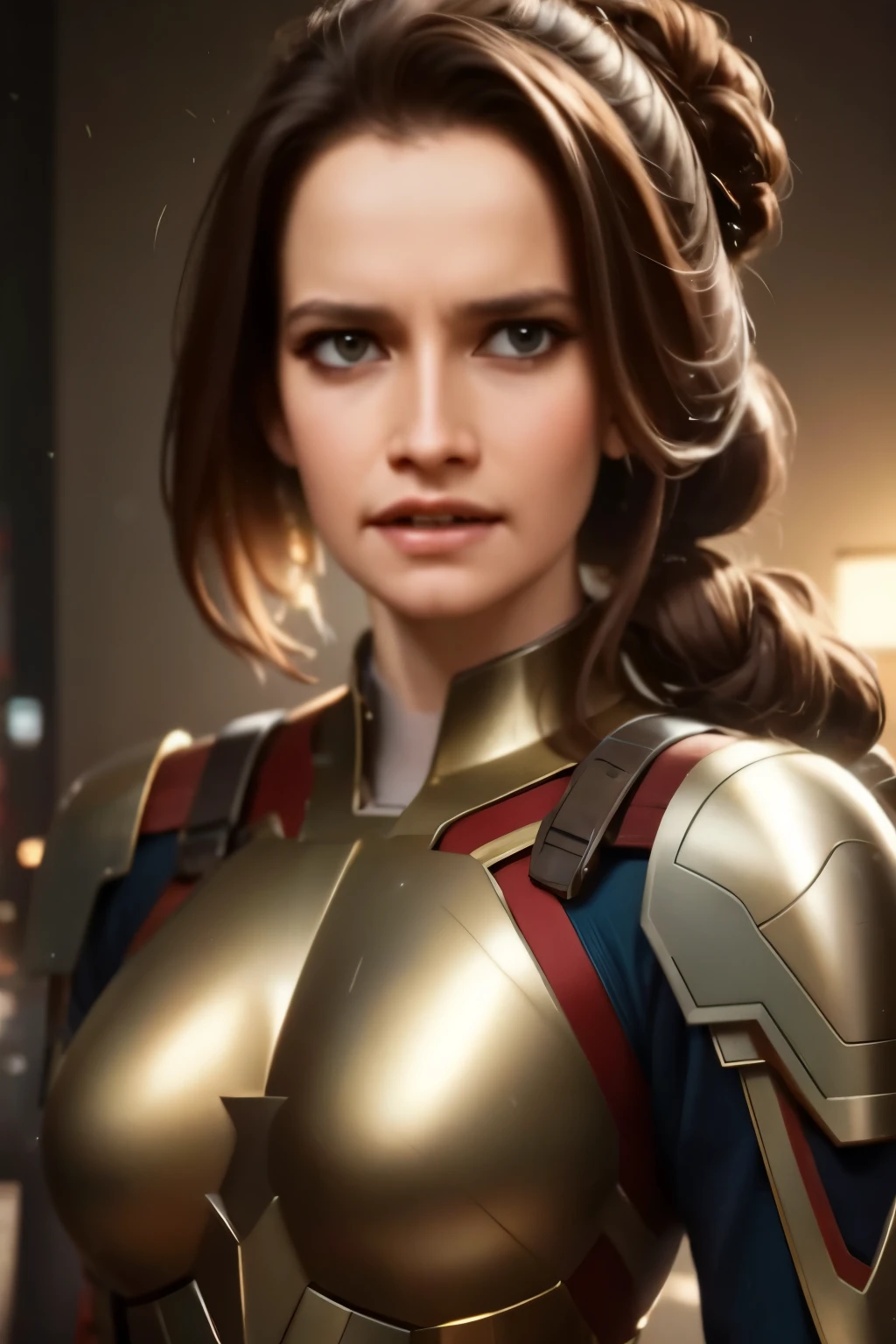 a close up of a woman in a suit of armor, medium close - up ( mcu ), 8k artgerm bokeh, wojtek fus, ig model | artgerm, ross tran 8 k, by ruan jia and stanley artgerm, by Jason Chan, cinematic. by leng jun, by Yang J, yanjun chengt