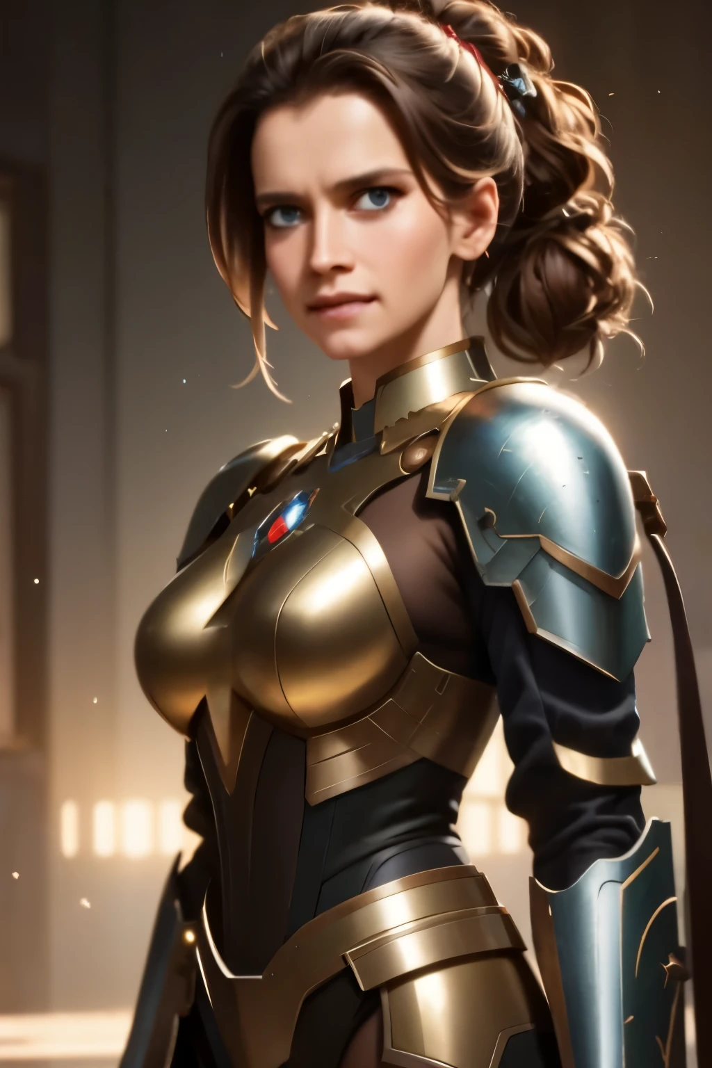 a close up full figure of a woman in a suit of armor, medium close - up ( mcu ), 8k artgerm bokeh, wojtek fus, ig model | artgerm, ross tran 8 k, by ruan jia and stanley artgerm, by Jason Chan, cinematic. by leng jun, by Yang J, yanjun chengt