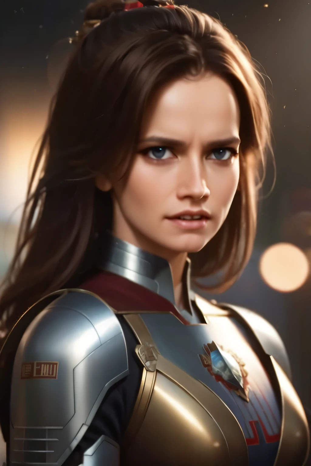 um close de uma mulher com uma armadura, close médio ( UCM ), 8k Artgerm bokeh, Wojtek FUS, modelo | Artgerm, ross tran 8k, by ruan jia and stanley Artgerm, por Jason Chan, cinematic. por Leng Jun, por Yang J, Yanjun Chengt