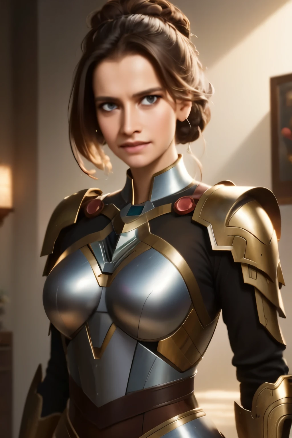 a close up full figure of a woman in a suit of armor, medium close - up ( mcu ), 8k artgerm bokeh, wojtek fus, ig model | artgerm, ross tran 8 k, by ruan jia and stanley artgerm, by Jason Chan, cinematic. by leng jun, by Yang J, yanjun chengt