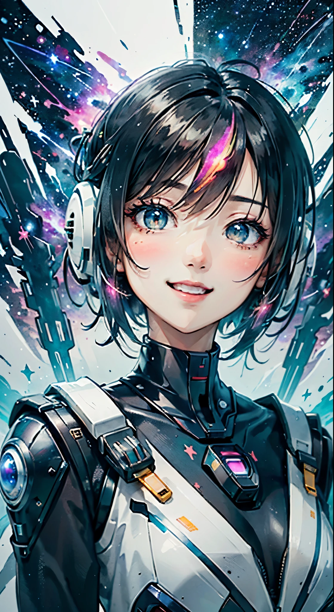 nijistyle,rfktr_technotrex,woman exploring planets, happy face, alien worlds, exotic locations, deep space,unkown terrors, galactic, nebulas,stars,fcPortrait