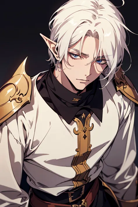 (excellent quality), (high resolution), (absurdreasterpiece) ((man)), (male), half elf, white hair, disheveled hair, ((paladin))...