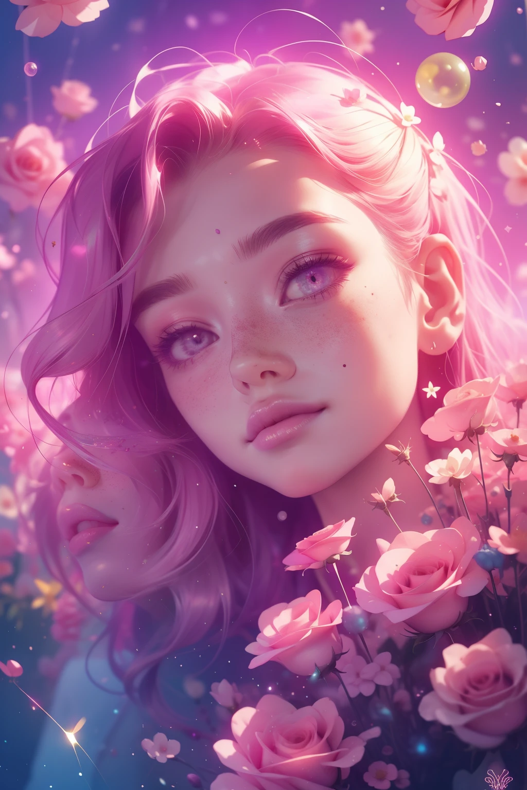 (هذا جميل, معقد, (رومانسي) fantasy image that emphasizes beauty و grace.) Generate a blind curvy woman مع soft natural freckles. Her face is important و should be (تشكلت تماما) مع (beautiful شفاه منتفخة) و (ميزات مثالية). هناك وحمة نمش لطيفة على شفتها. The image exudes ethereal beauty و soft fantasy, مع وميضing shades of pink throughout. Surround her مع eternal roses in وميضing shades. ضمان الكمال في وجهها, شعر, و eyes. Include حلو و detailed birds و soft, luminous flowers و detailed roses. Utilize dynamic composition و dramatic lighting و cinematic lighting to create an مثير للاهتمام fantasy image. The background of the image is مثير للاهتمام و ultra-detailed, مع soft fantasy lighting و gradients. تشمل تفاصيل الخيال, هالة لطيفة, زاهى الألوان, زاهى الألوان, و مثير للاهتمام magical background. خلفية الصورة مزينة بظلال من اللون الوردي, وميض, بريق, و fantasy details like colored bubbles و cosmos. تشمل النمش الخفيف, natural freckles و a diffused realistic skin tone. دمج عناصر الخيال العالي, نزوة, و detailed elegance. وردة انجليزية, أميرة, مومس, نبيلة, حلو, محبوب, هادئ, محبوب, وميضing, بريق, بريقing, الخيال الفلكي, (((تحفة))), (اعلى جودة), الوردة السحرية, حديقة الخيال, وجه جميل, وجه مثالي, شفاه منتفخة, مثير للاهتمام, ابتسامة خجولة, عناصر الخيال, الوردة السحرية, عيون جميلة, perfect شفاه منتفخة, نغمات جوهرة, لمعان. Taken مع a canon camera.