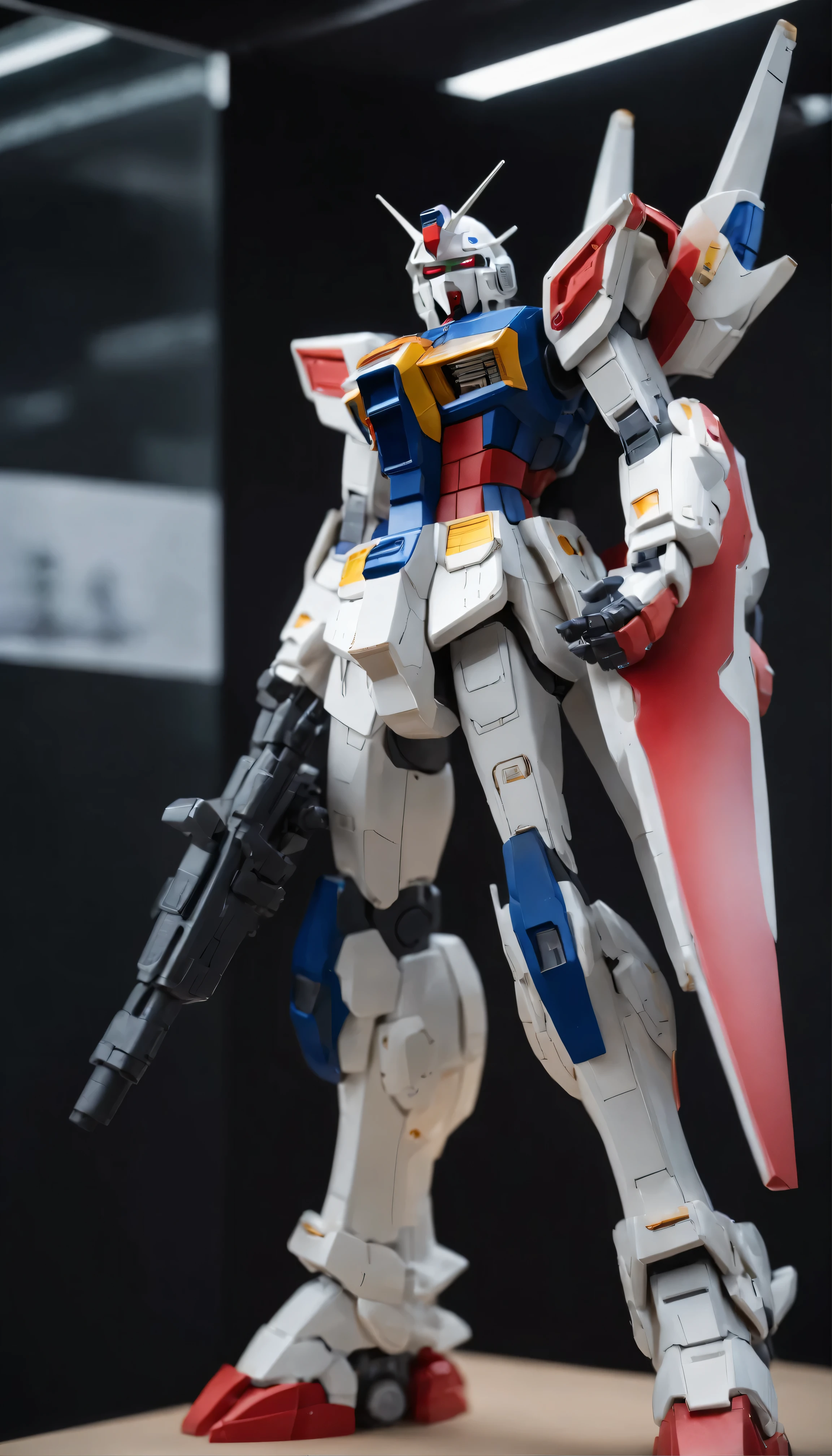 Anime Gundam figures with intricate details and high definition images、Presenting a towering robot figure in full-body, 3D-accurate content。Each panel and joint is carefully crafted、Crafting iconic designs with exceptional precision and quality。The figure is tall and imposing.々and、We are ready to protect the universe in the best possible way.。 Adult bedrooms are clean and tidy.、The large windows offer a view of the outside.。Gundam memorabilia decorates the walls.、The LED light display creates a sense of realism。In the center of the room、There are life-sized Gundam figures on display.、