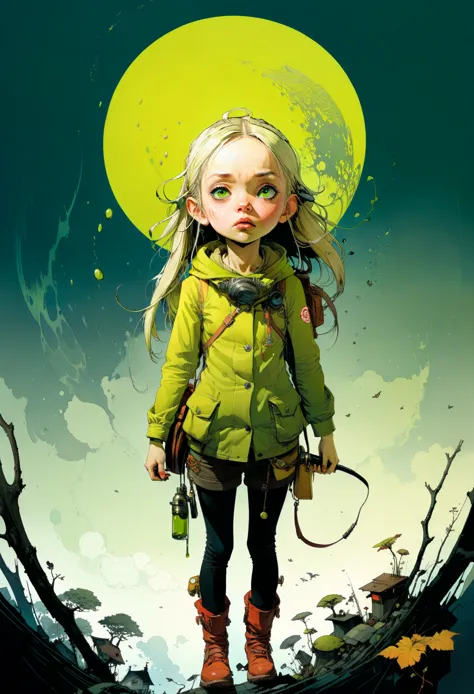 by Jean-Baptiste Monge and Tomer Hanuka, Chartreuse 78, wide angle, hyper detailed, comic book cover art, bold lines, expressive...