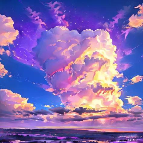 pink clouds, purple clouds, night sky, neon purple sky