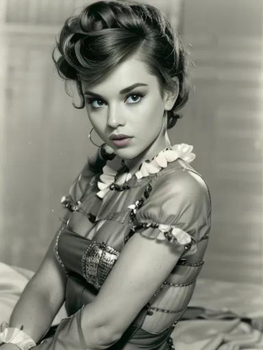 Beautiful woman in the 50s of the 20th century. Jahrhunderts，sexyhaltung