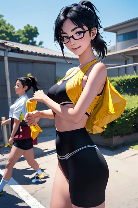 sports competitionsの日、sports competitions、gallery、students cheering、女子100 m競走、((highest quality:1.4、8k、32k、hmph:1.3))、(an unpara...